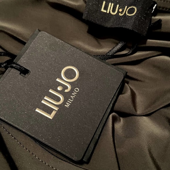 LIU •JO Short Military Green Wrap Short Dress Cut Out Women Sz 46 / XL NEW $200 - Picture 6 of 8